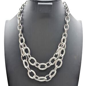 TALBOT'S Chunky Textured & Polished Double Drop Chain 19"-21.5" Necklace
